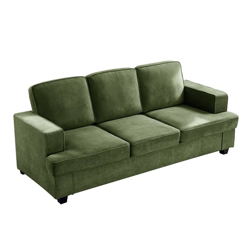 Green Velvet 3 Seater Sofa, 84x36x35 inches, Comfortable and Versatile
