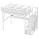 preview thumbnail 39 of 56, High Loft Bed Metal Bed Frame with Stairs Built-in Shelves and Wardrobe, Side Grid Rack, Light, Charging Station and Desk