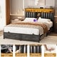 preview thumbnail 56 of 67, Upholstered Bed Frame with Storage Shelving, Platform Beds with Charge Station and LED Lights