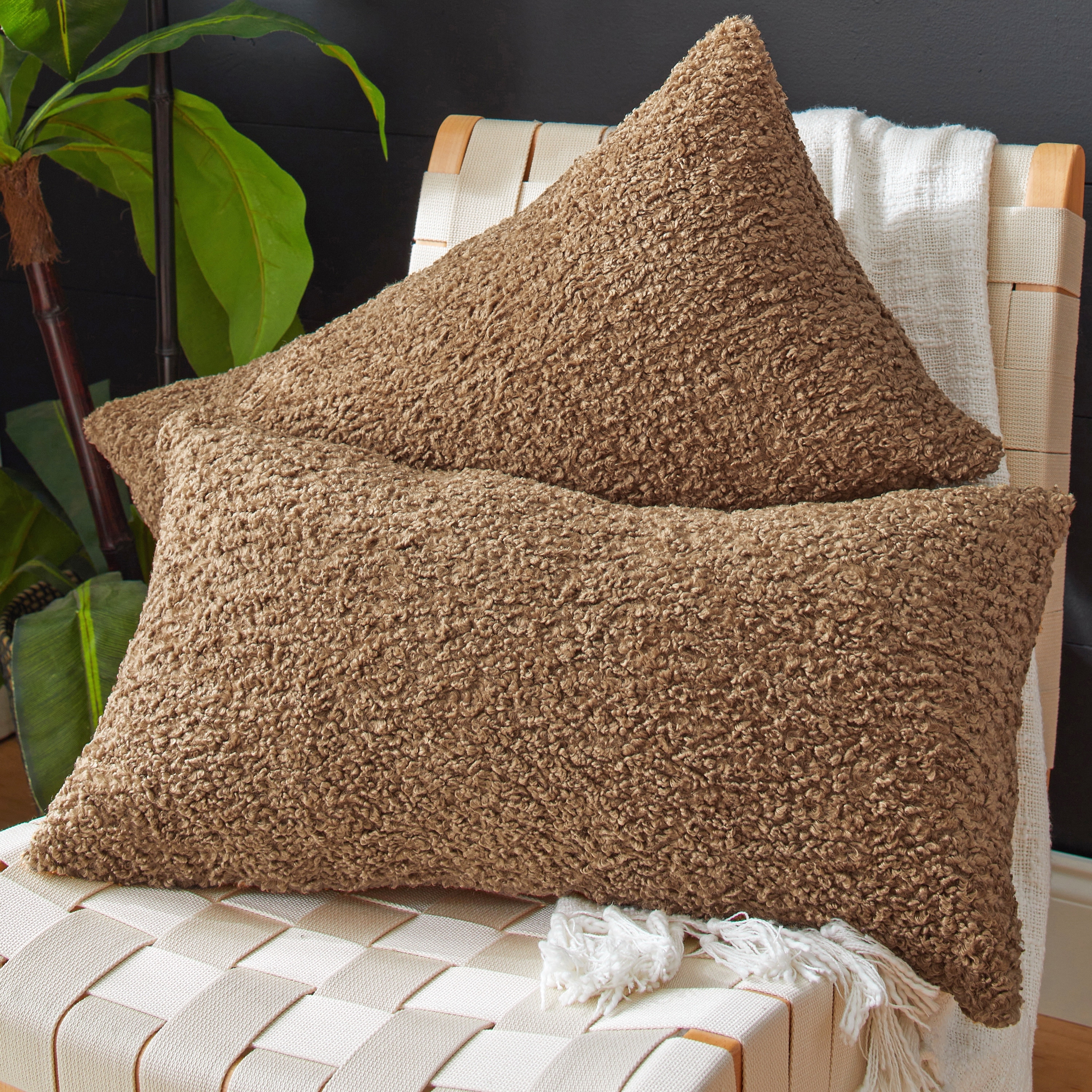 Sorra Home Indoor Soft-Textured Knife Edge Lumbar Pillows (Set of 2)