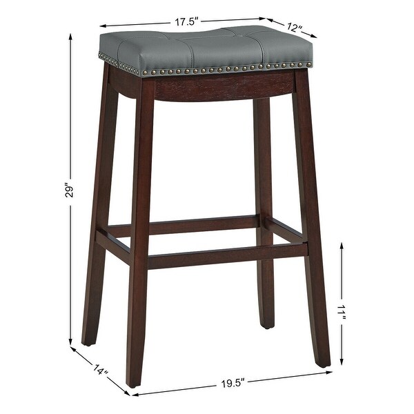 Gymax Set of 2 Nailhead Saddle Bar Stools 29 Pub Chairs with