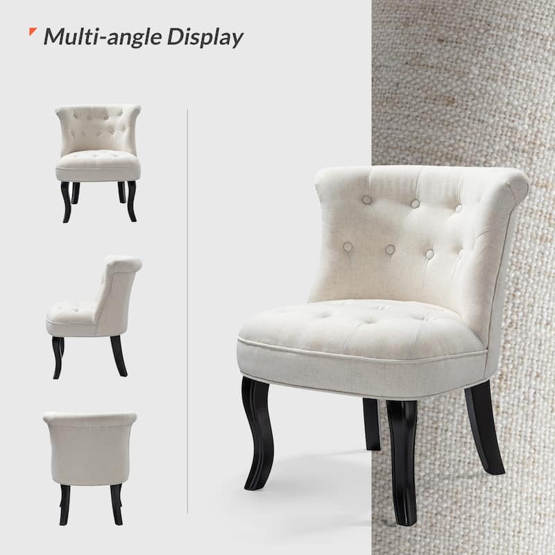 Paolino 25.1" Wide Traditional Velvet Button-tufted Back Stools with Wood Legs by HULALA HOME