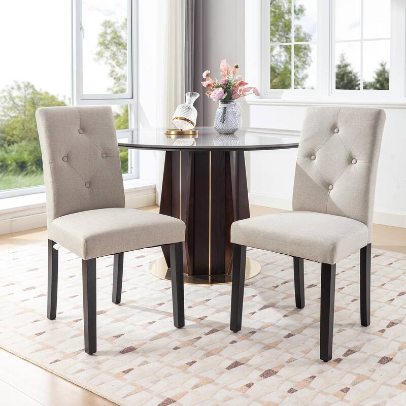 Javlergo Upholstered Dining Chairs Set of 2, Fabric or Faux Leather Dining Room Chair with Metal Legs