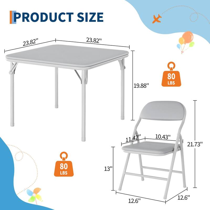 3/5-Piece Kids Folding Table and Chairs Set, Toddlers Children's Activity Table and Chairs Set
