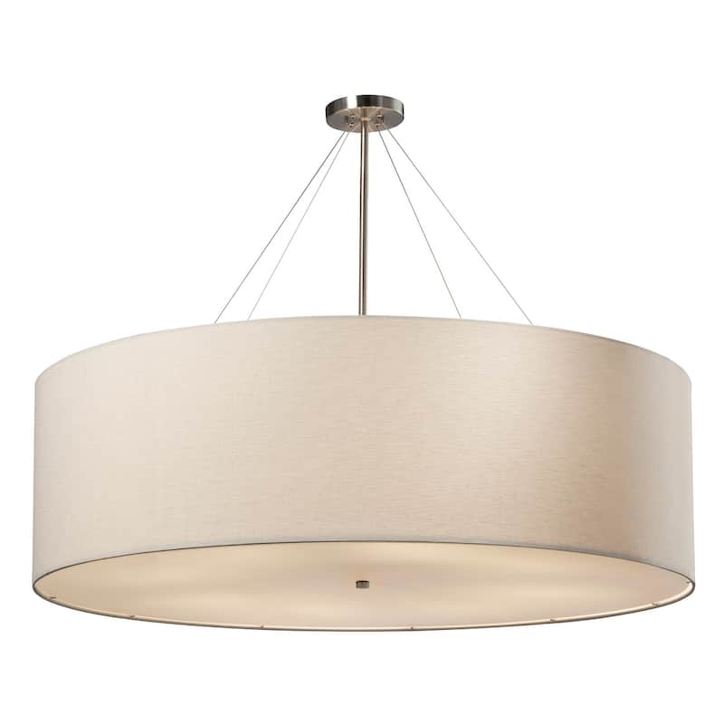 EVOLV Textile Classic 48-inch Brushed Nickel Drum Pendant, White Shade