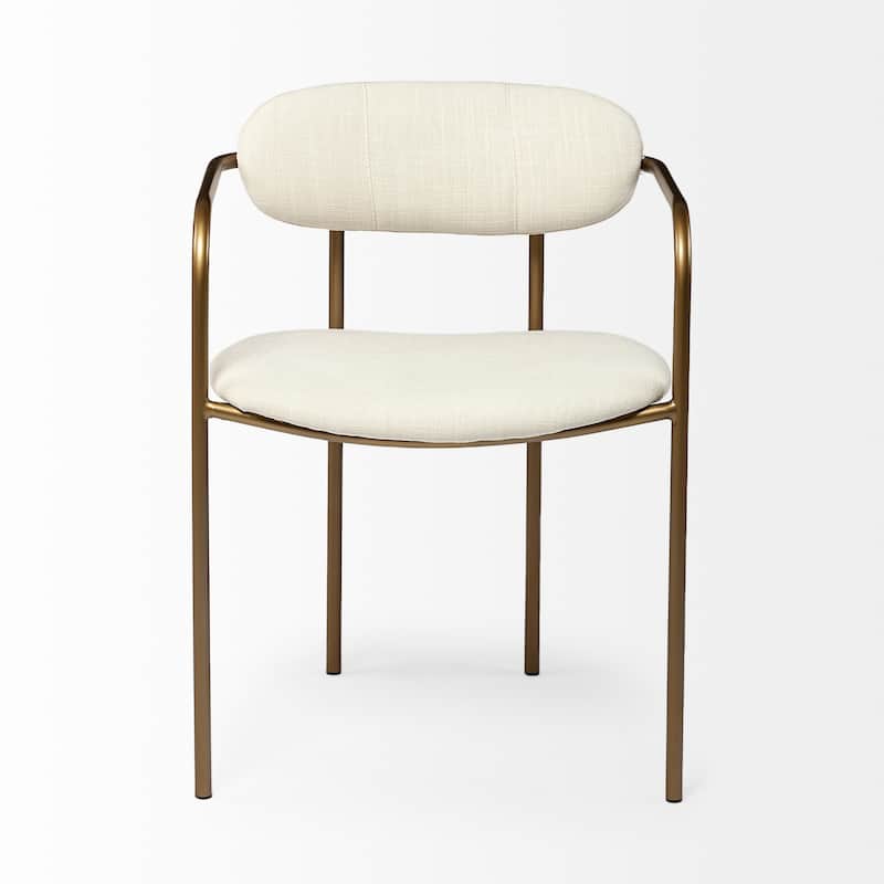 Parker I Cream Fabric Seat Gold Metal Frame Dining Chair - 22"W x 21"D x 29"H