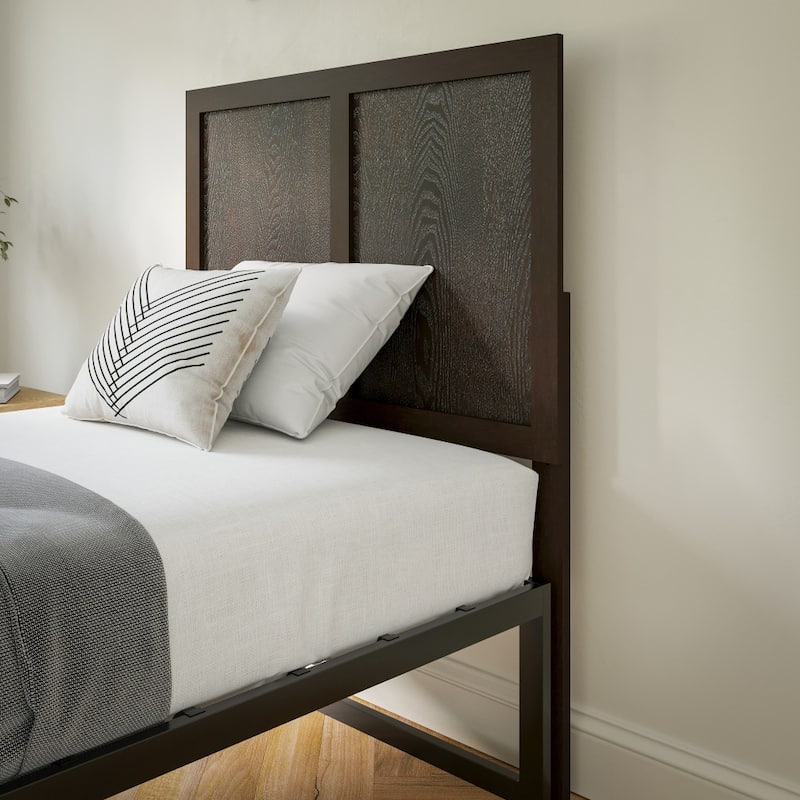 Contemporary Paneled Wooden Headboard Only - Dark Brown - Twin