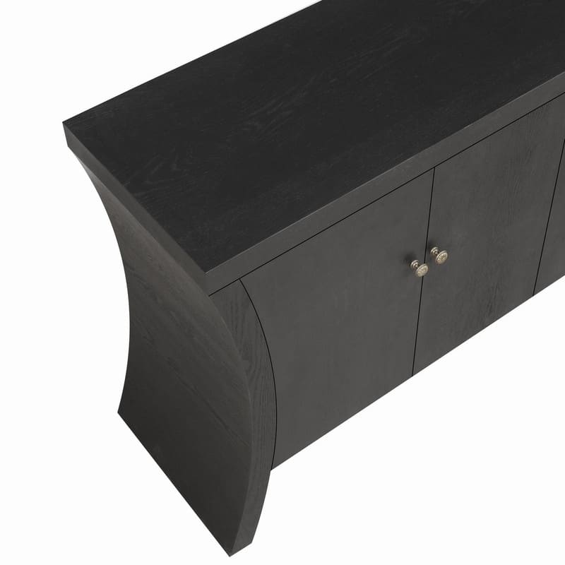 Retro 4-Door Wooden Credenza Cabinets with Solid Legs for Versatile Storage