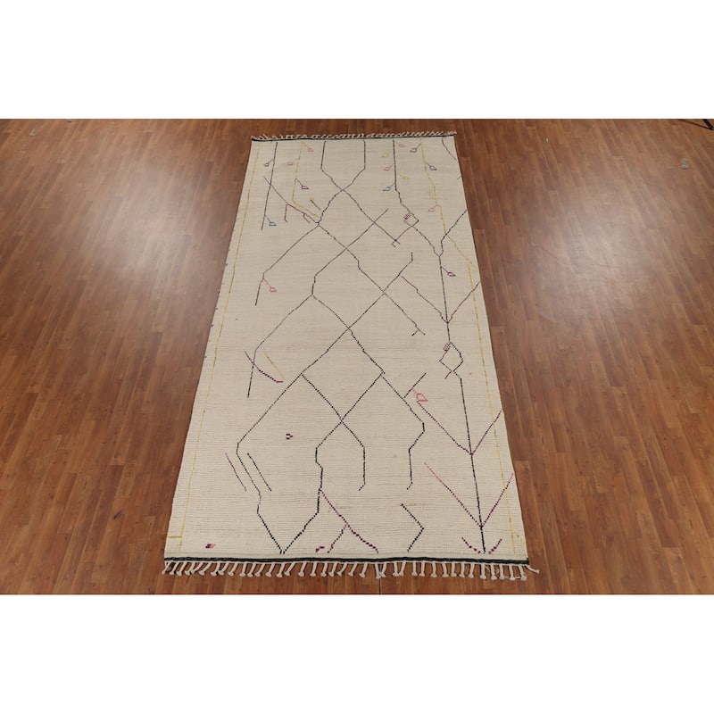 Moroccan Abstract Rug Hand-Knotted Contemporary Wool Carpet - 6'0"x 12'9"