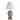 StyleCraft Traditional Table Lamp - Tan & Silver Open Lace Scroll - Off-White Fabric Shade