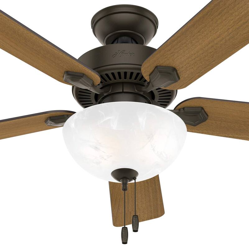 Fan Company Swanson 52-inch Indoor New Bronze Traditional Ceiling Fan With Bright LED Light Kit,Reversible WhisperWind Motor