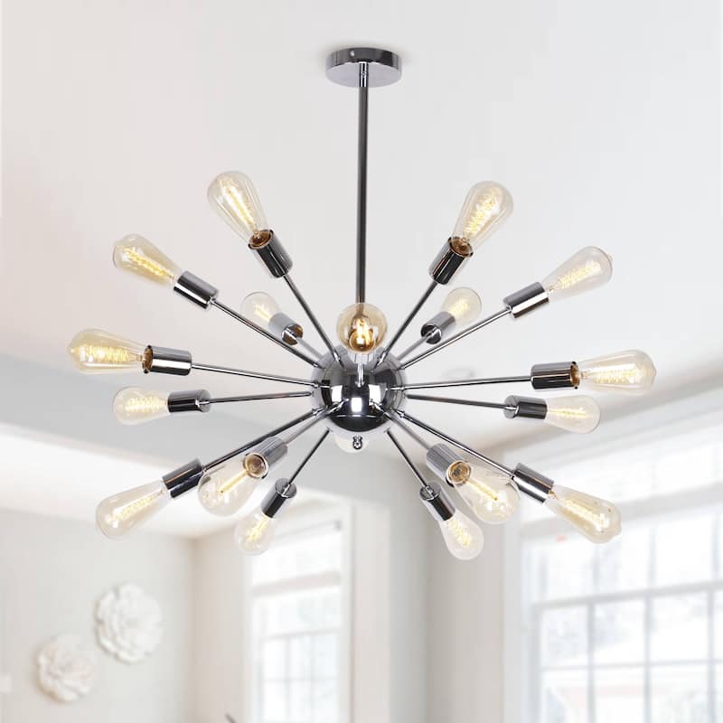 Modern 18-light Metal Adjustable Sputnik Chandelier for Dining Room