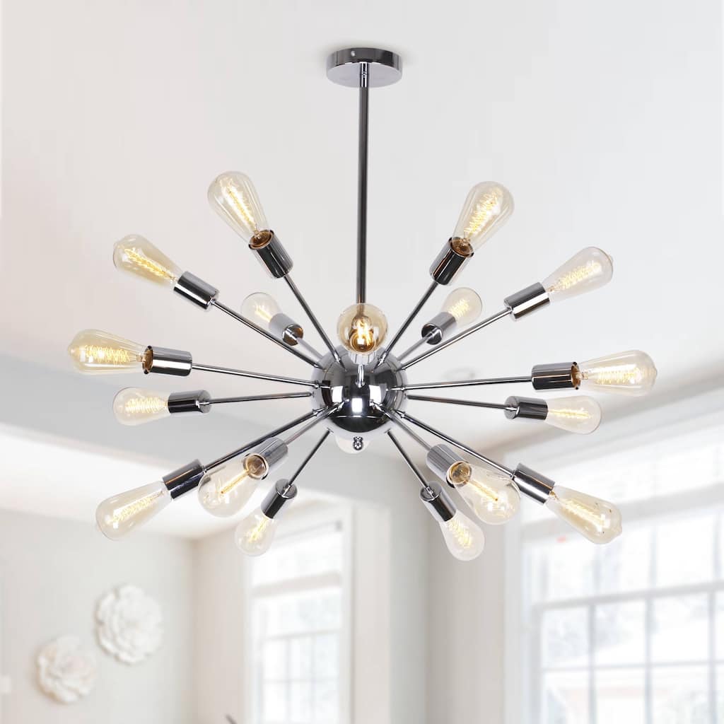 Modern 18-light Metal Adjustable Sputnik Chandelier for Dining Room