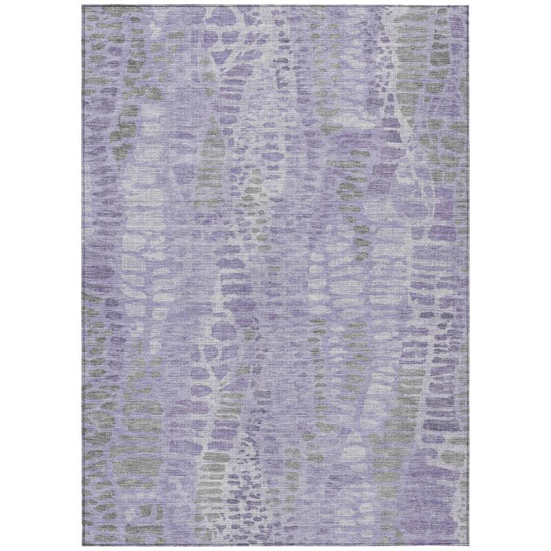 Machine Washable Indoor/ Outdoor Modern Imprints Chantille Rug