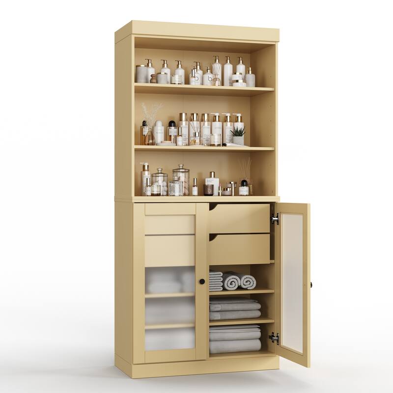 100% Solid Wood 32" Bathroom Cabinet with Optional Doors, 2-Drawers by Palace Imports
