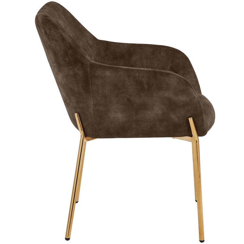 Zaire Upholstered Dining Chair in Velvet/Leather/Boucle with Gold Chrome Iron