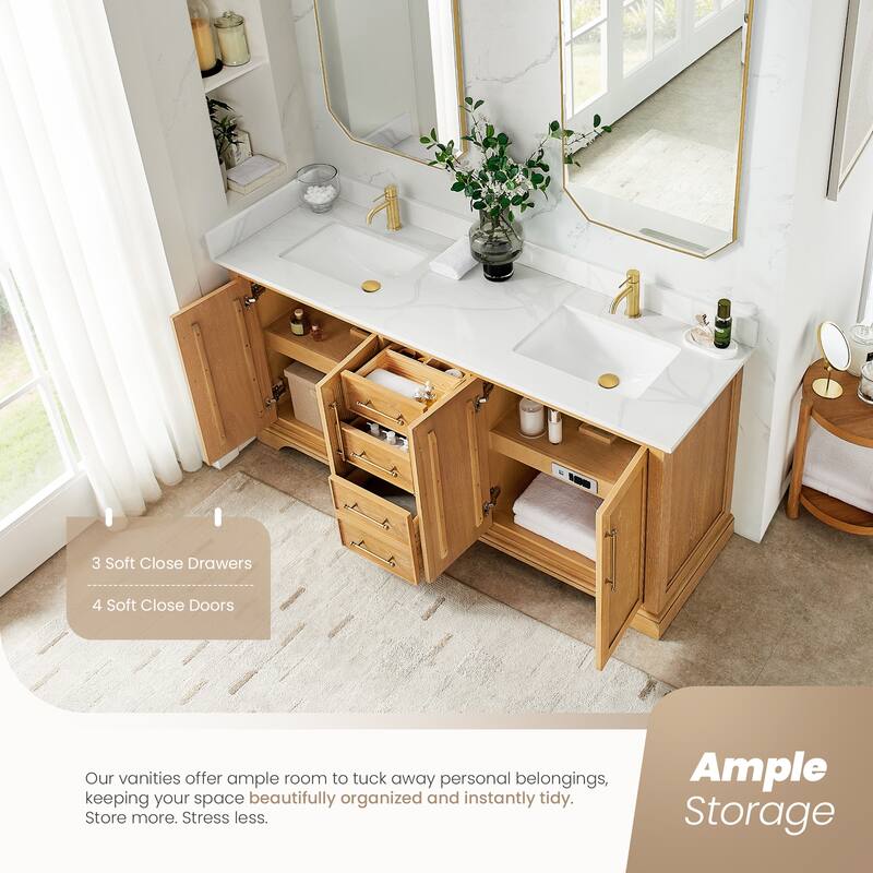 Tokyo Bath Vanity with Quartz Stone Top without Mirror