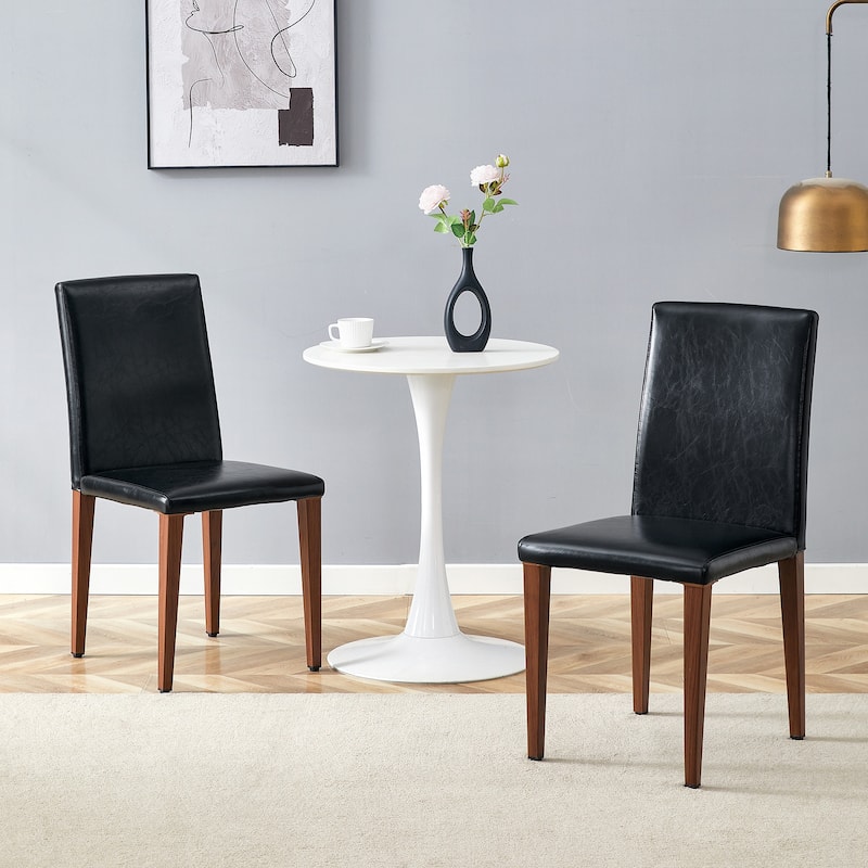 Simple Versatile Linen-Cotton Dining Chairs Exquisite Versatile Dining Chairs (Set of 2) - Black+Dark Walnut