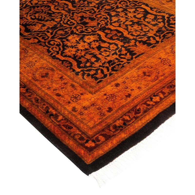 Overton Hand Knotted Wool Vintage Inspired Modern Contemporary Overdyed Orange Runner Rug - 2' 4" x 9' 7"