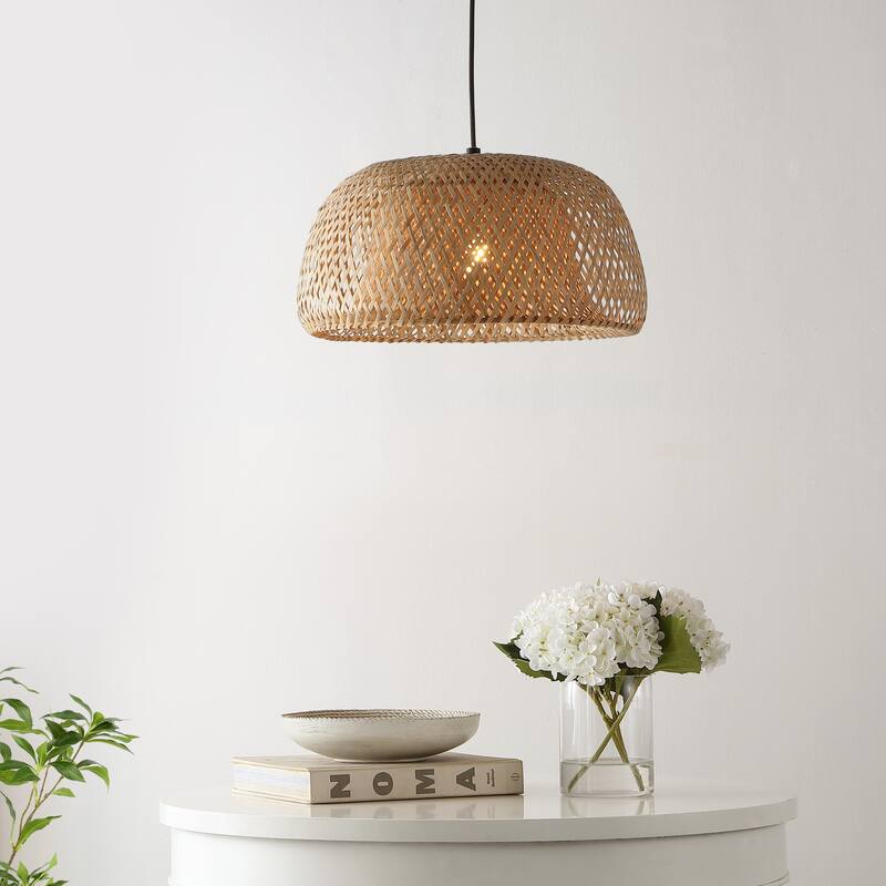 Lucas 1-Light Farmhouse Coastal 180" Cord Plug-In or Hardwired LED Pendant, by JONATHAN Y