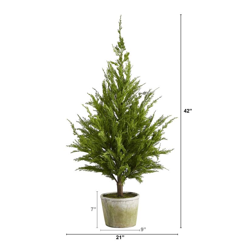 Artificial Christmas Tree with Planter - 3.5ft Holiday Decor Pine Look Tree - Green - 41-50 Inches