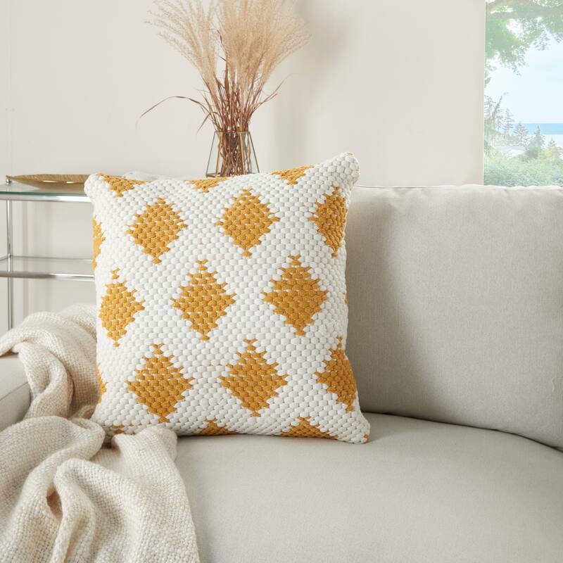 Mina Victory Life Styles Textured Geometric Woven Diamonds Throw Pillow 20" x 20"