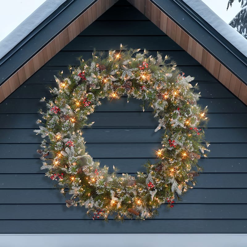 Puleo International 48 in Pre-Lit Glitter Wreath