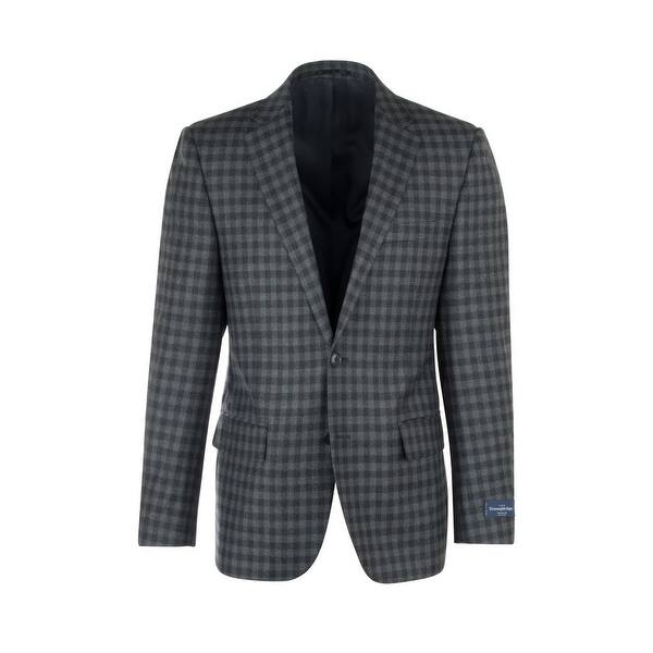 Shop Zegna Ermenegildo Cloth Superfine Wool Black And Gray Check Jacket By Canaletto Menswear Overstock 19621251