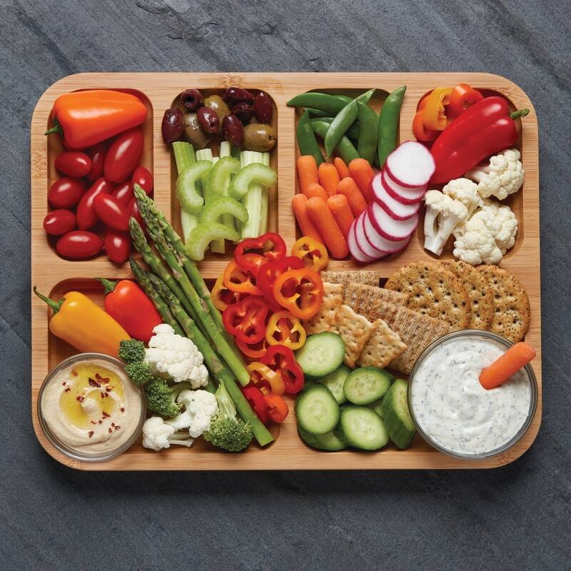 Farberware Build-a-Board Cutting Board with Compartments and Clear Locking Lid for Charcuterie, Snacks