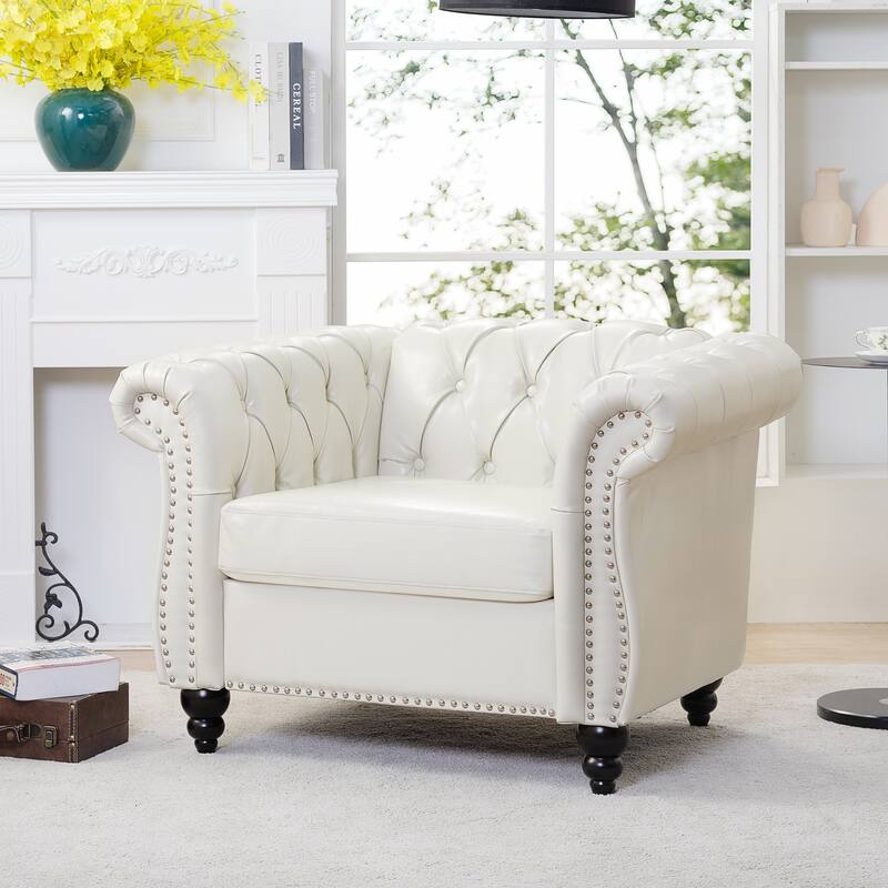 1-Seater Sofa with Soft PU Leather, Pocket Springs, Birch Legs for Living Room