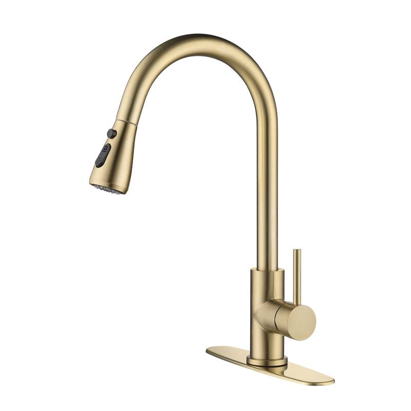 Kitchen Faucet with Pull Out Spraye in Brushed Gold - 16.5 inch