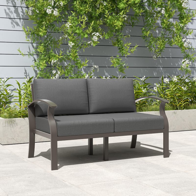 Aluminum Patio Furniture Set with FirePit Ottomans Swivel Chairs,Sectional Sofa with Thick Seat Cushions for Porch Garden