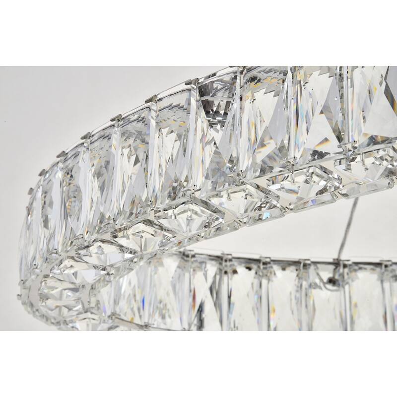 Madelyn Integrated LED light Chrome Chandelier Clear Royal Cut Crystal - 41"W X 10.9"H - 41"W X 10.9"H