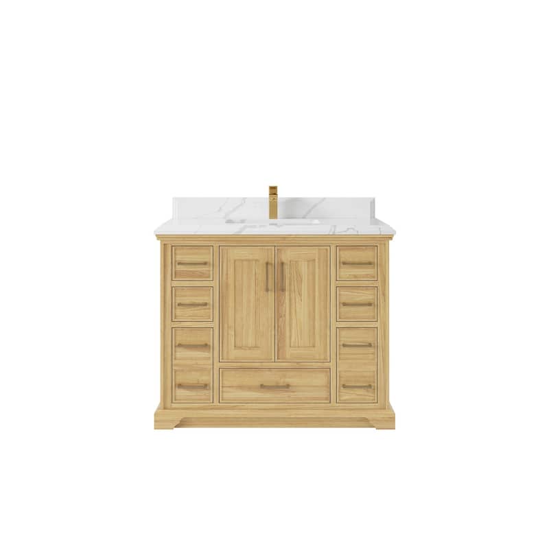 Willow Collections 42 in. W x 22 in. D Charlotte Teak Single Sink Bathroom Solid Teak Vanity with Countertop