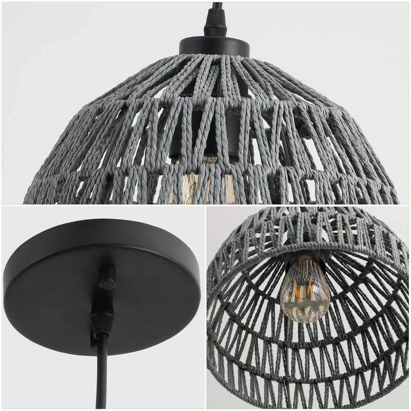 Jigu 1-Light Woven Rattan/Iron LED Pendant, by JONATHAN Y