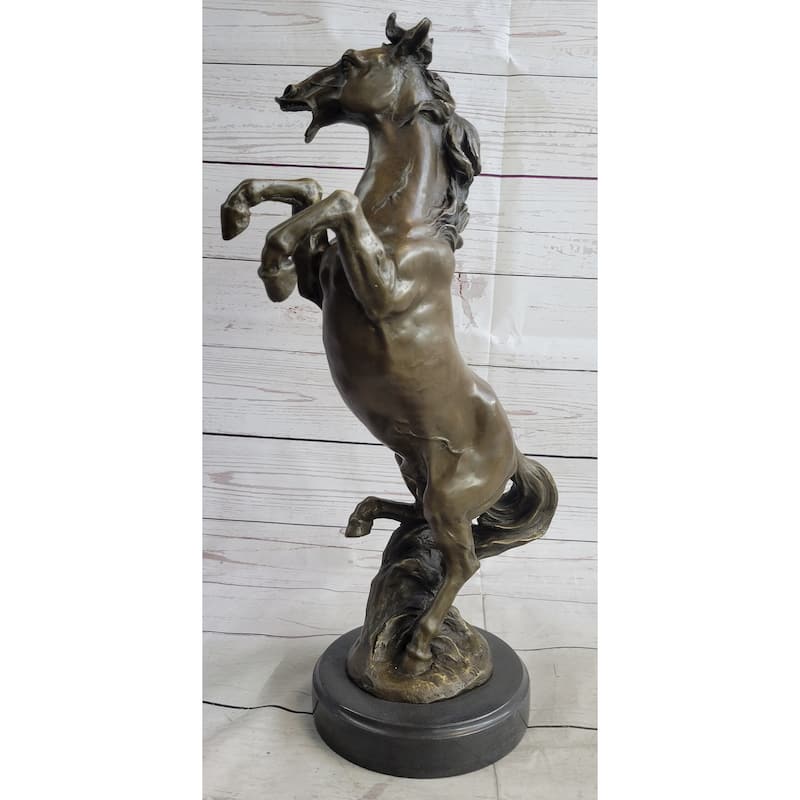 Hot Cast Bronze Rearing Stallion Horse Bronco Western Decor Signed Art Sculpture Statue