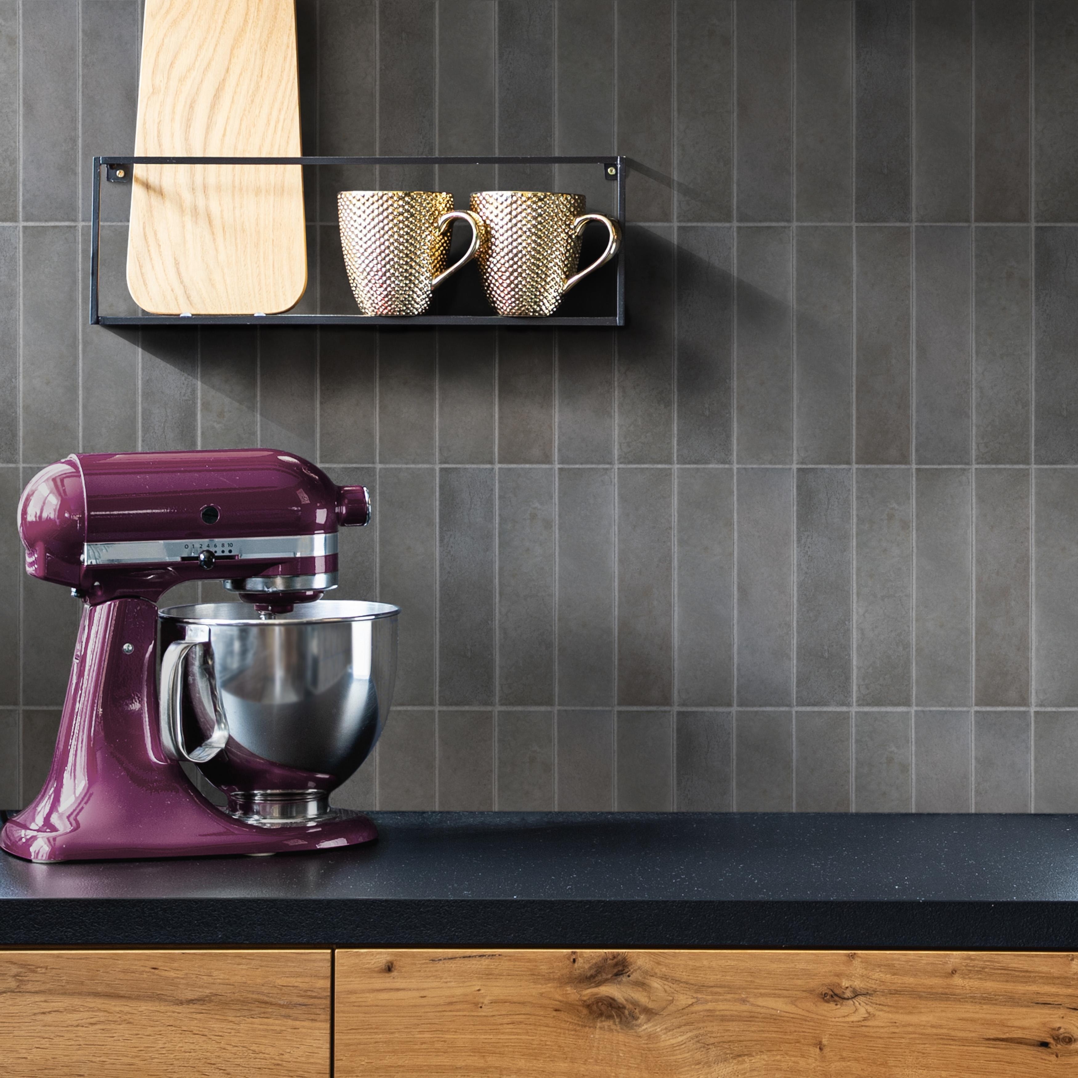 Merola Tile Heritage Carbon 2-3/8" x 9-5/8" Porcelain Floor and Wall Tile