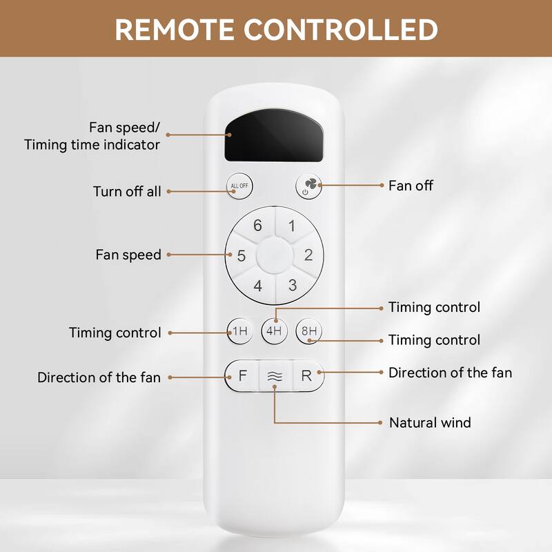 52''/60" Large Ceiling Fan without Lights, Remote Control and Reversible Motor Included, 3 Wood Blades