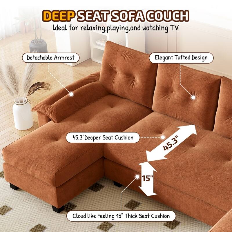 U-Shaped Convertible Sofa with Pull Out Bed & USB Ports