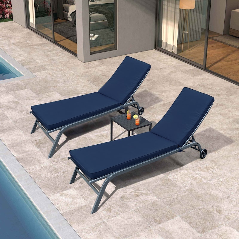 GDFStudio Bula Outdoor Chaise Lounge Cushion with Removable Cover (Set of 2)-ONLY CUSHION - 74.41" x 22.05"