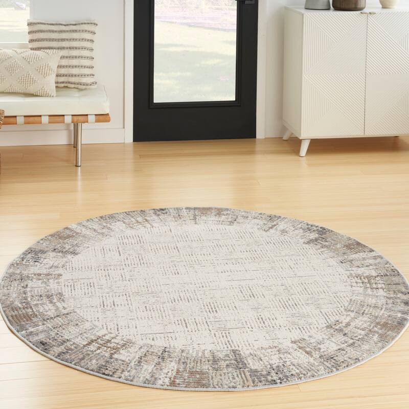 Nourison Elation Abstract Modern Ivory Grey Area Rug