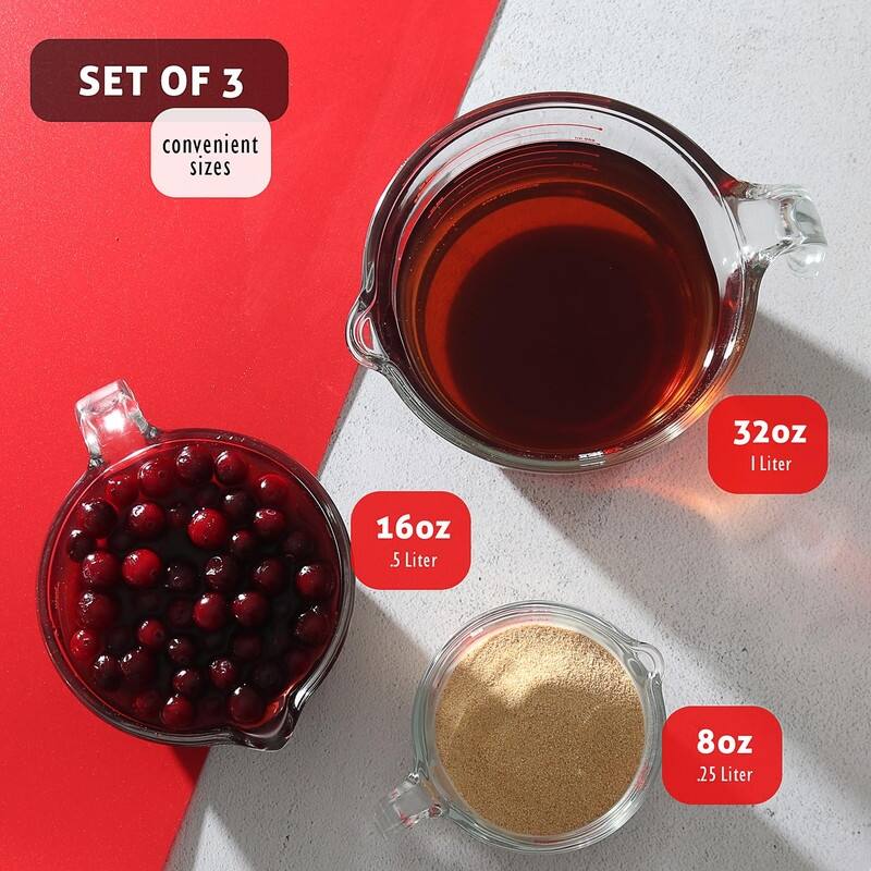 Glass Measuring Cups Set of 3/6 -Liquid Measuring Cups