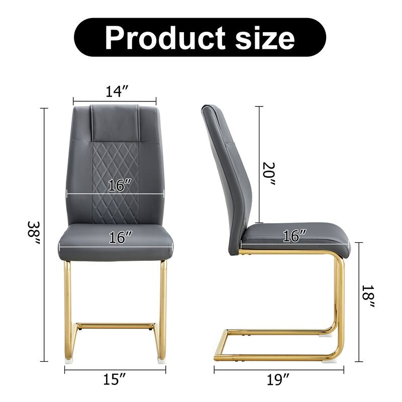 Upholstered Faux Leather Dining Chairs Set of 6, Modern Armless Kitchen Chairs Home Office Side Chair with Metal Legs