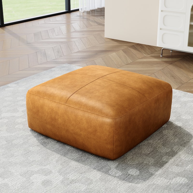 Elliot 22"/ 35"/ 43" W Modern Rectangular Genuine Leather Ottoman