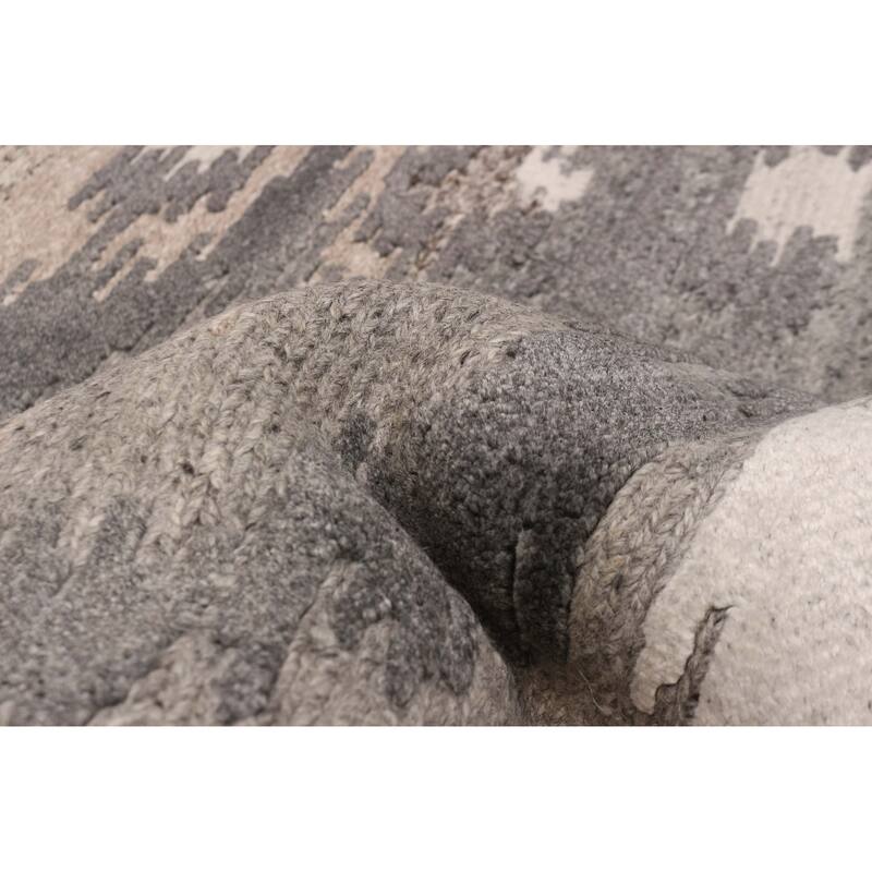 ECARPETGALLERY Hand-knotted Tangier Grey Wool Rug - 4'11 x 7'8