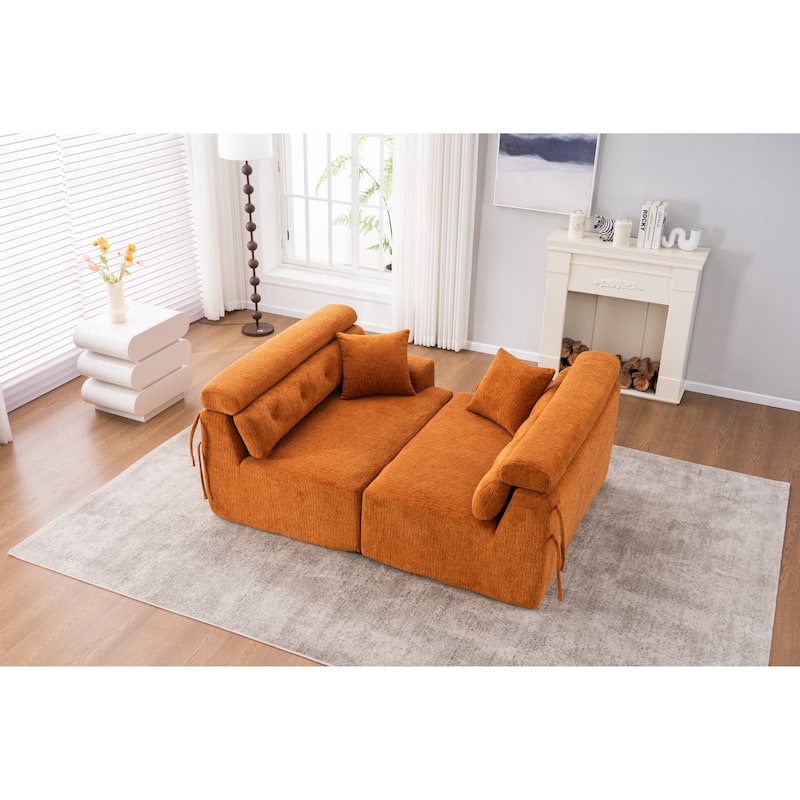 4-Seater Chenille Full Sponge Compression Combined Sofa with 2 Pillows