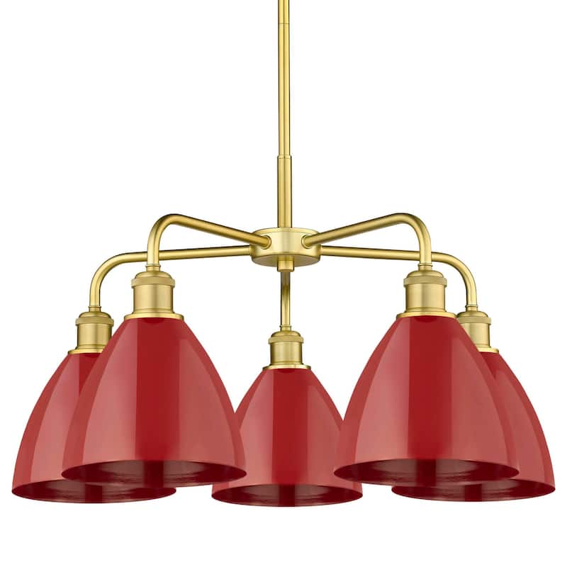 Innovations Lighting 516-5CR-16-26 Ballston Dome Chandelier Ballston - Satin Gold / Red