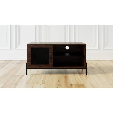Marcy 40" Modern Industrial TV Stand with Closed Door Storage (Walnut)