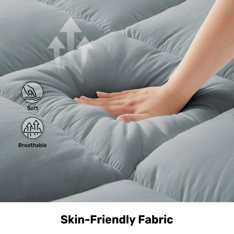 3"& 4" Ultra Thickness Fitted Down Alternative Fiber Mattress Topper with Elastic Deep Strape