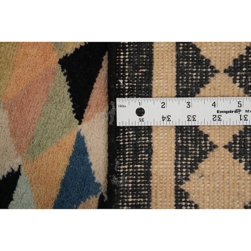 Hand-knotted Tribal Wool Multi-Colored Geometric Oriental Area Rug - 8' 9'' X 6' 0''